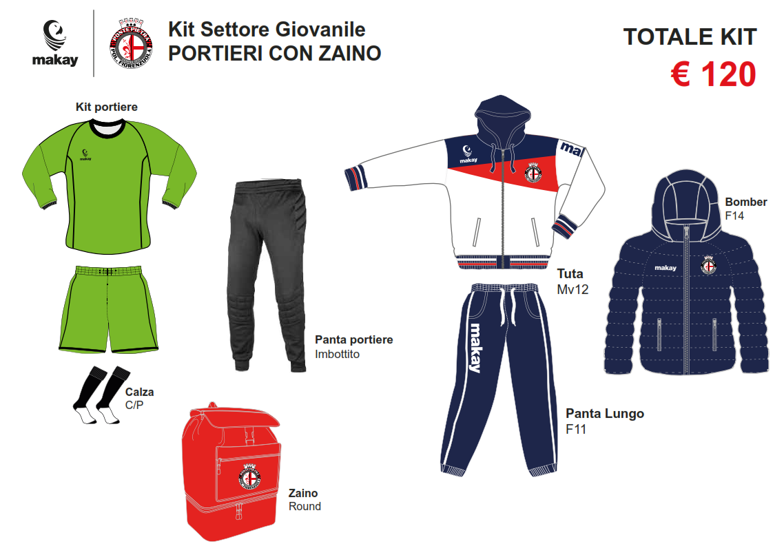 ASD GS Ponte Pietra Kit Settore Giovanile Portieri con Zaino