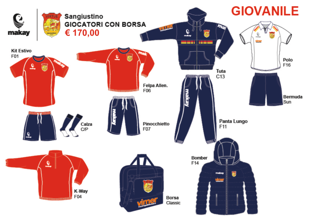 Virtus San Giustino SSD Kit Giocatori con Borsa