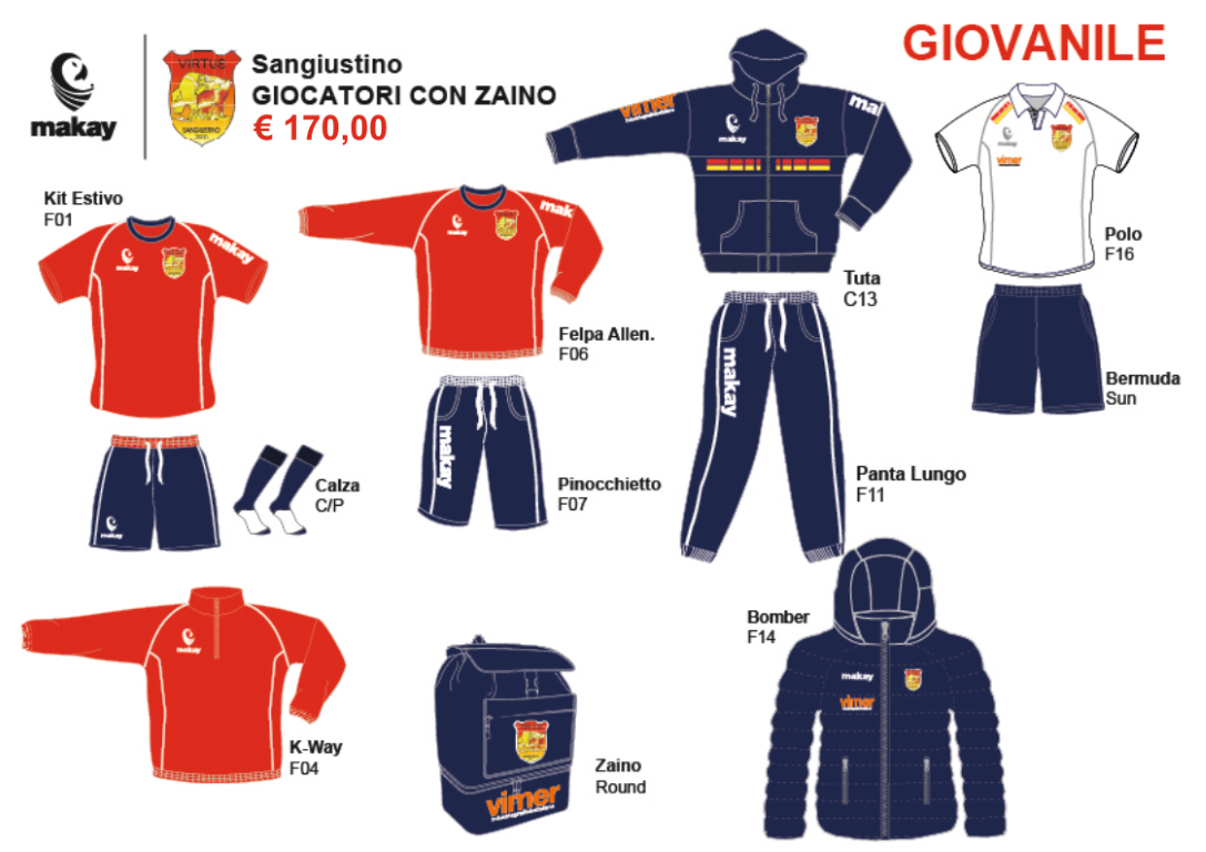 Virtus San Giustino SSD Kit Giocatori con Zaino