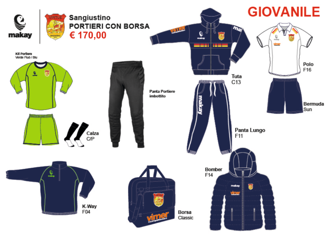 Virtus San Giustino SSD Kit Portieri con Borsa