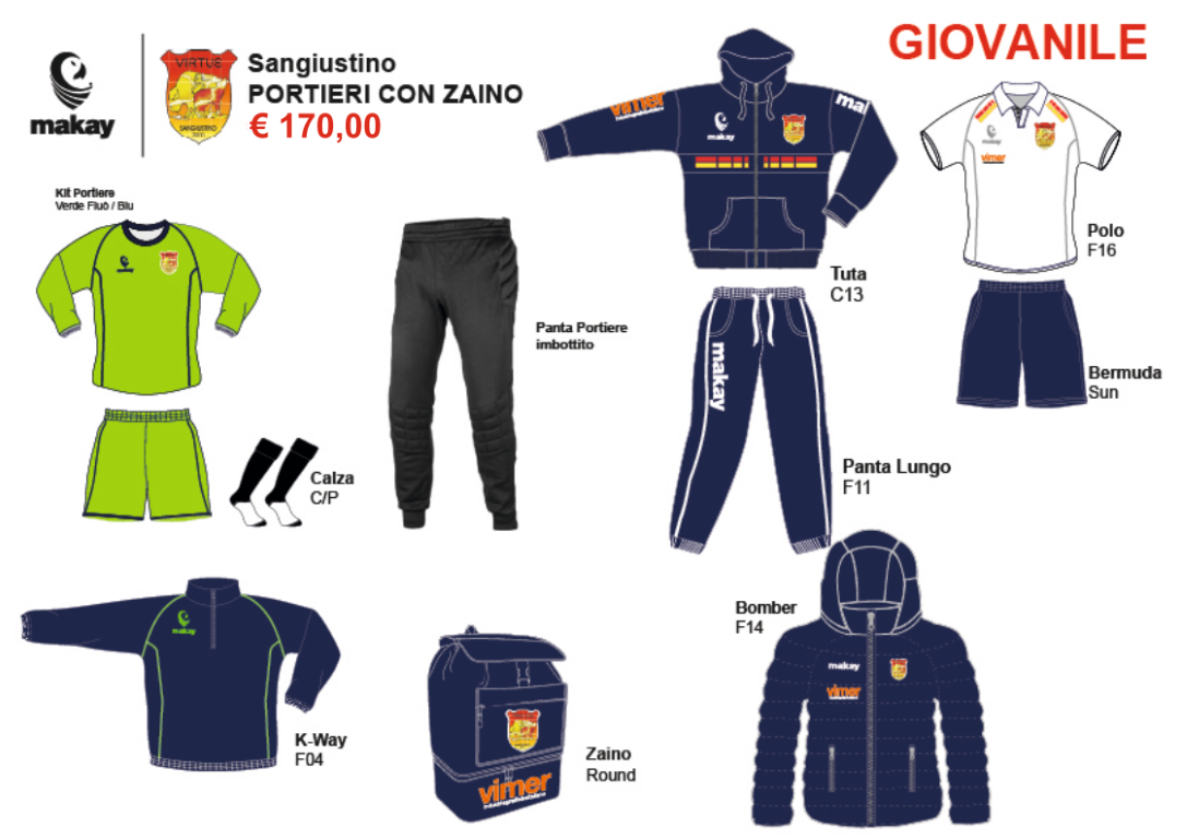 Virtus San Giustino SSD Kit Portieri con Zaino
