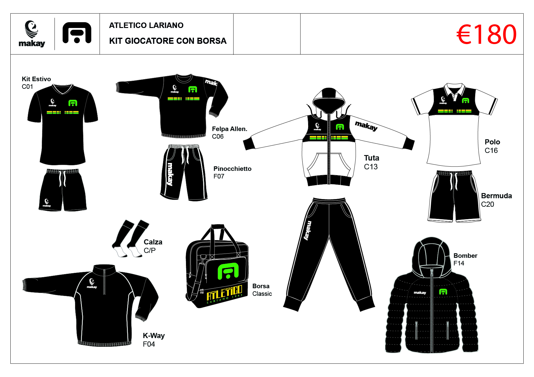 ATLETICO LARIANO Kit Giocatore con Borsa