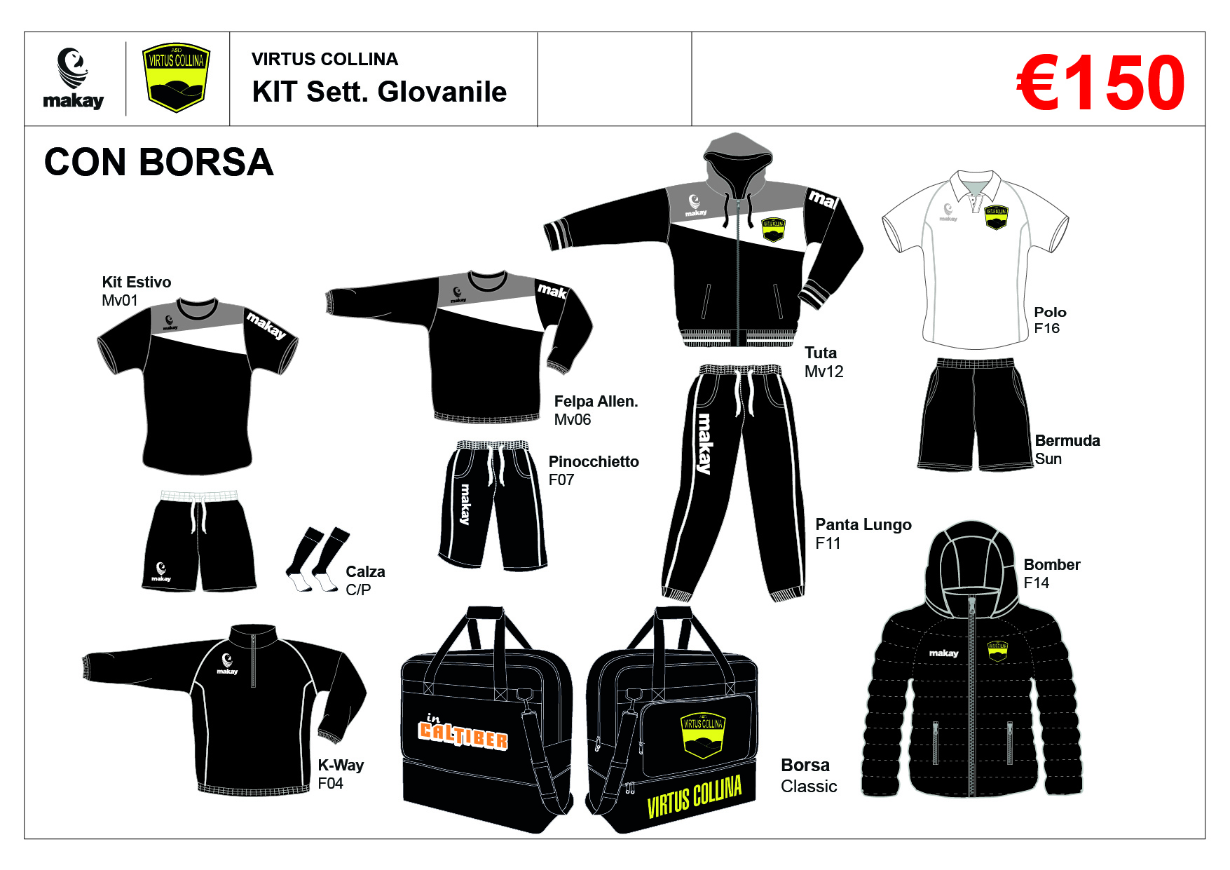 VIRTUS COLLINA Kit Settore Giovanile con Borsa