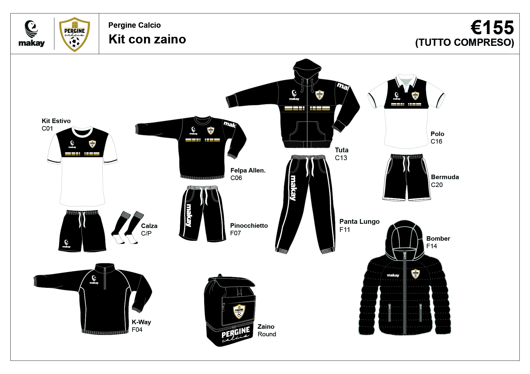 PERGINE CALCIO Kit con Zaino
